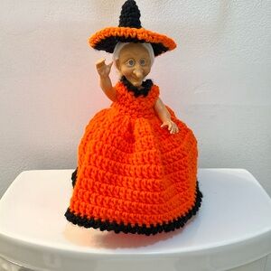 Vintage Hand crocheted Witch toilet paper cover | Halloween | Fall Decor | BX24